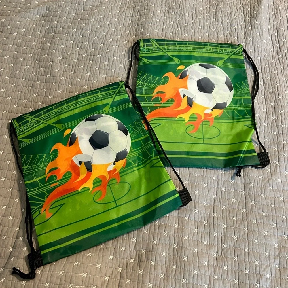(Bundle 3 for $15) Set of 2! Soccer Drawstring Bags - Picture 2 of 4